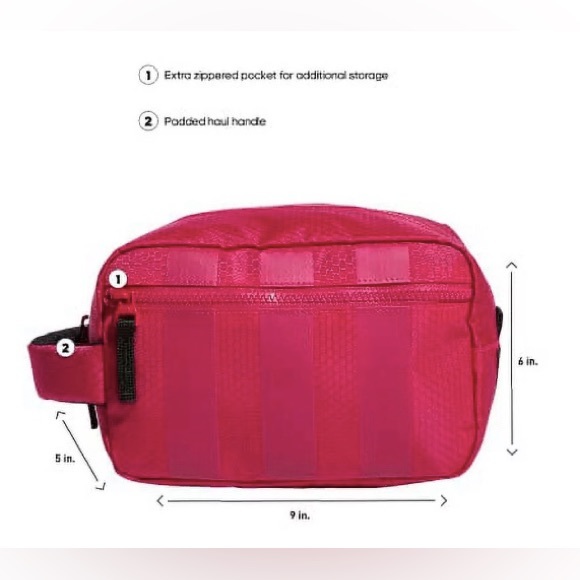 ADIDAS Team Toiletry Dopp Travel Bag - Bold Pink NWT - Picture 3 of 7